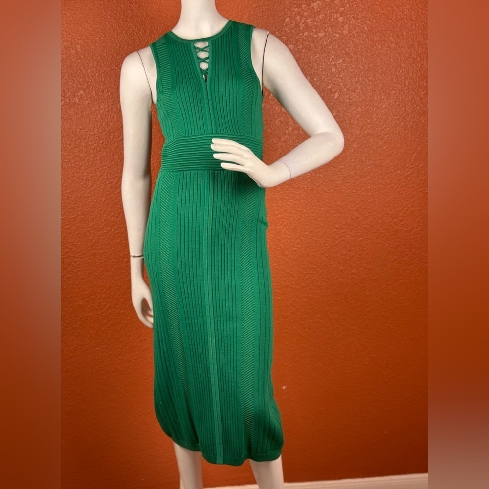 Gabrielle Union Green Ribbed Sleeveless Bodycon Sweater Dress Size Large. A7 - Picture 3 of 17